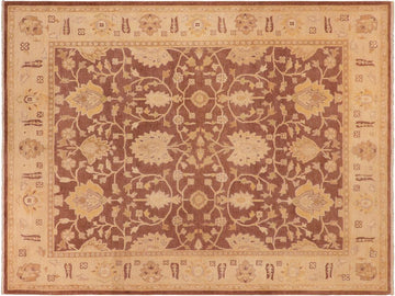 handmade Transitional Antique Brown Tan Hand Knotted RECTANGLE 100% WOOL area rug 8x10